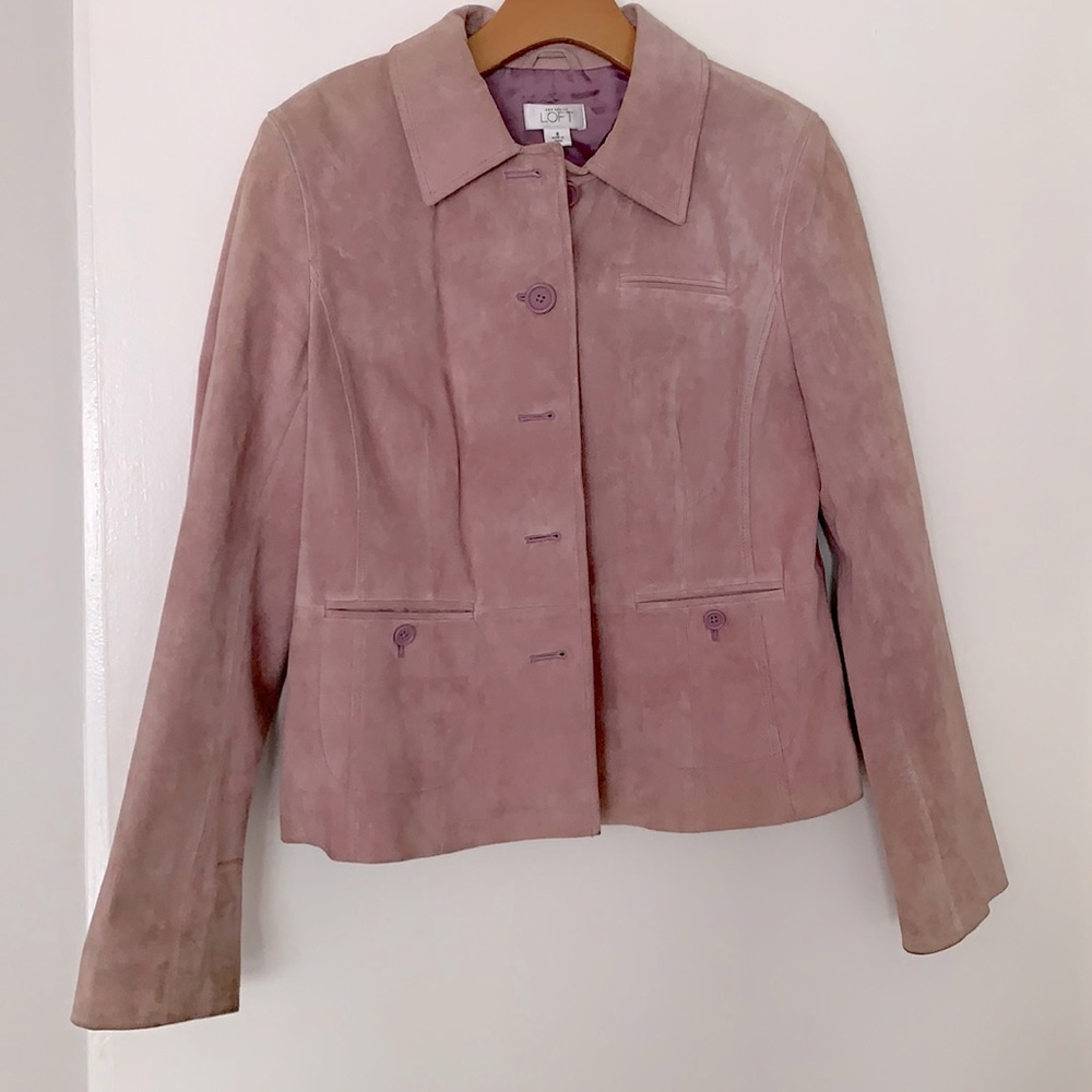 Ann Taylor Loft Suede dusty rose jacket.